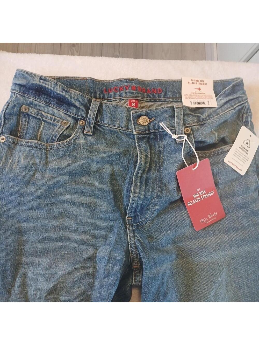 Lucky Brand Mid Rise Relaxed Straight Size 6/28R New With Tags Nwt Comfort Stret